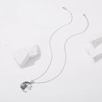 Collana Moon Cat in ottone placcato oro bianco, YIN136