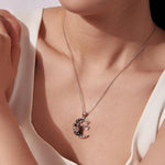 Collana Moon Cat in ottone placcato oro bianco, YIN136