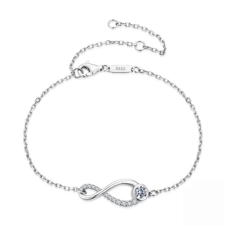Bracciale a cerchio infinito in argento sterling S925 con moissanite, MSB039