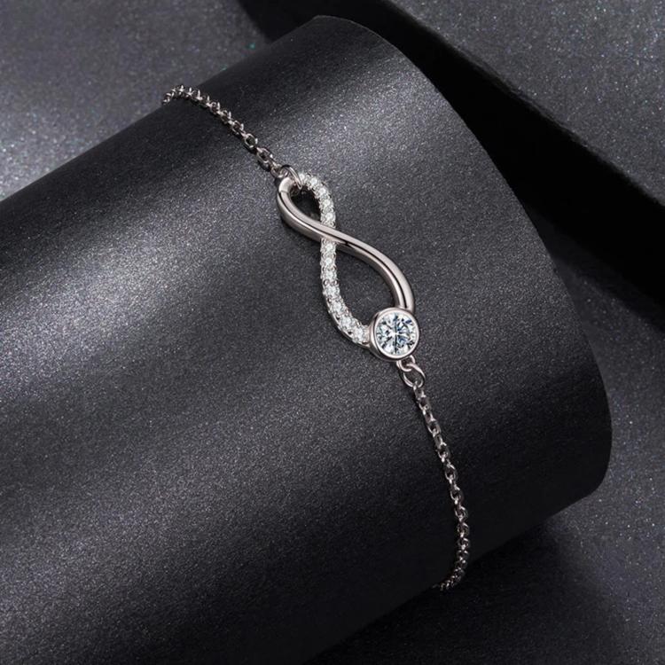 Bracciale a cerchio infinito in argento sterling S925 con moissanite, MSB039