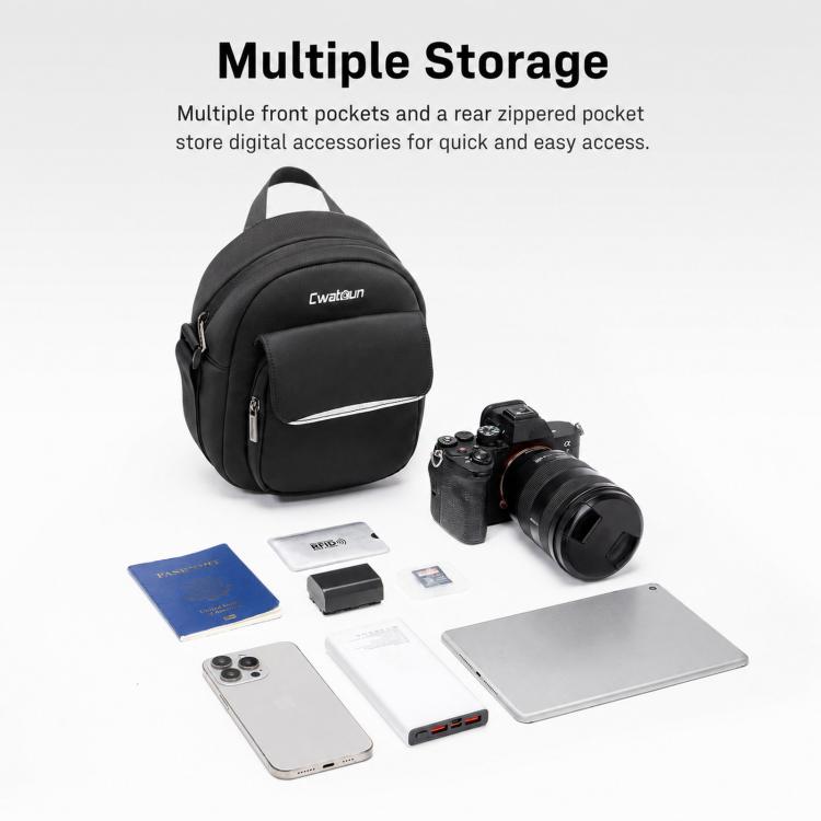 Borsa a tracolla compatta per fotocamera, con scomparti per schede SD per mirrorless e accessori., Cwatcun D333 Small, Cwatcun D333 Large