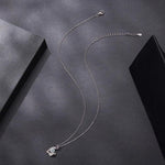 Collana a clavicola con cuore e ala in moissanite, in argento sterling S925., MSN067
