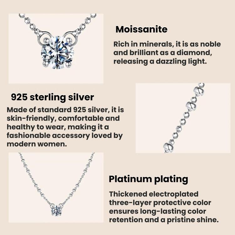 Collana a clavicola con moissanite in argento sterling S925, MSN066
