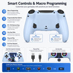 Controller wireless per PS5, gamepad Bluetooth con luce RGB, effetto Hall Joy, pulsante macro posteriore.
