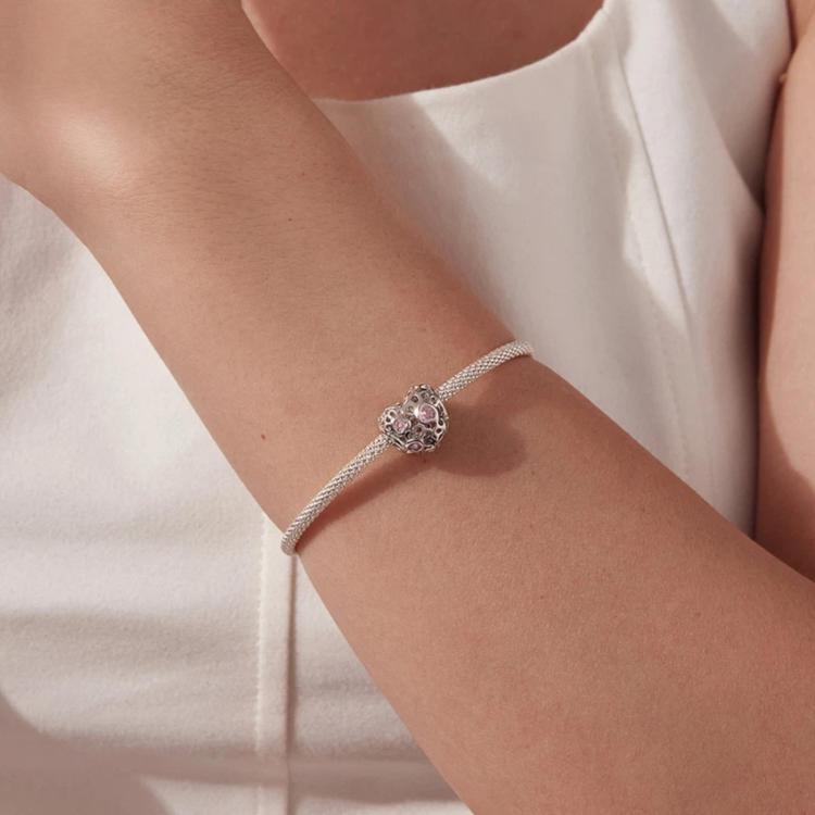Simpatiche perline a forma di cuore traforate con decorazioni a tema animali domestici, placcate in oro bianco e rame., YIC144