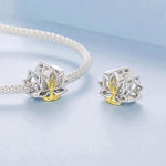 Accessori per gioielli fai da te Lotus Yoga in rame con perline e placcatura in oro bianco, YIC145
