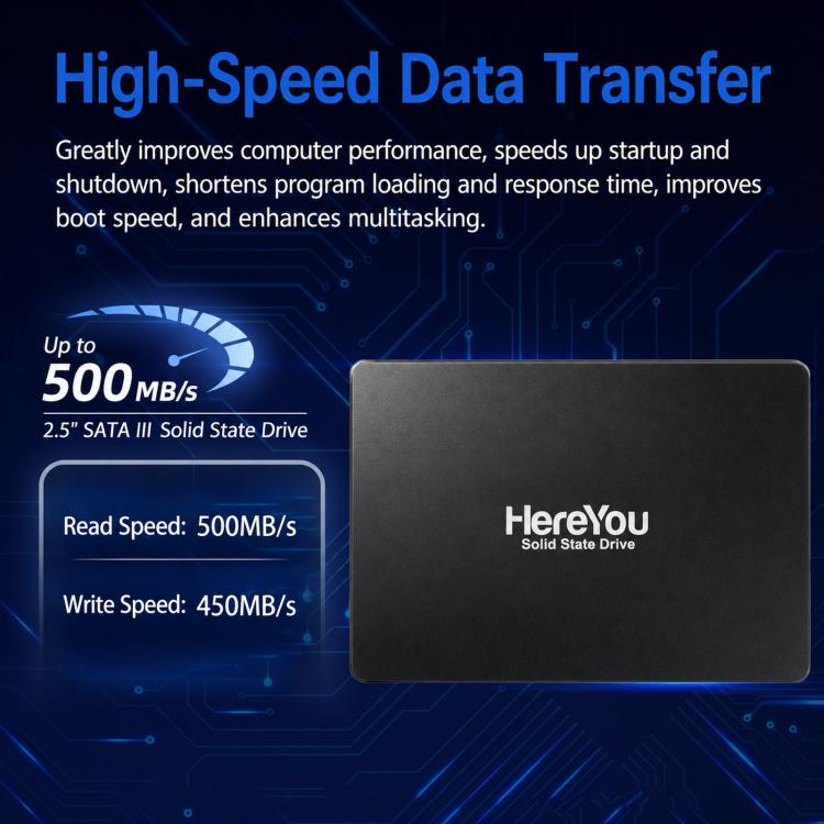 Unità SSD interna ad alta velocità da 2,5 pollici per laptop e PC desktop., HereYou SATA3 128G, HereYou SATA3 256G, HereYou SATA3 512G, HereYou SATA3 1TB