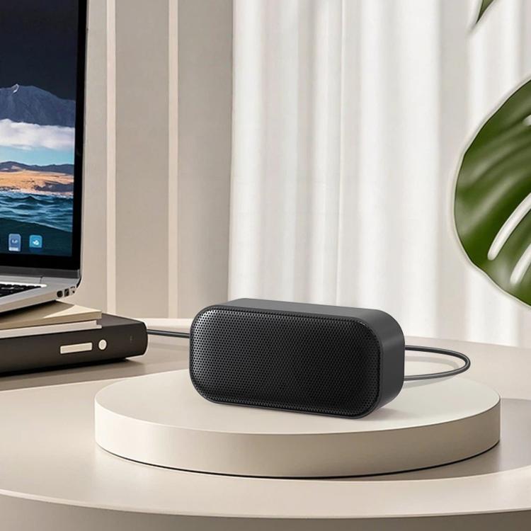 Altoparlante USB per computer con microfono e scheda audio integrati, mini soundbar stereo da scrivania.