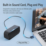 Altoparlante USB per computer con microfono e scheda audio integrati, mini soundbar stereo da scrivania.