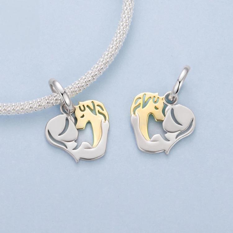 Bracciale con ciondolo in rame e perline a forma di cuore a forma di animale., YIC148