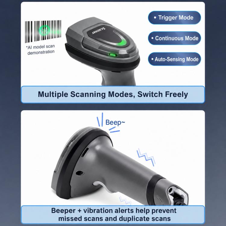 Yokoscan BWHS28 AiPro 2.4G Bluetooth Wireless 2D Barcode Scanner Scanning Gun For Supermarket Logistics & Warehouse, No Base, With Base
