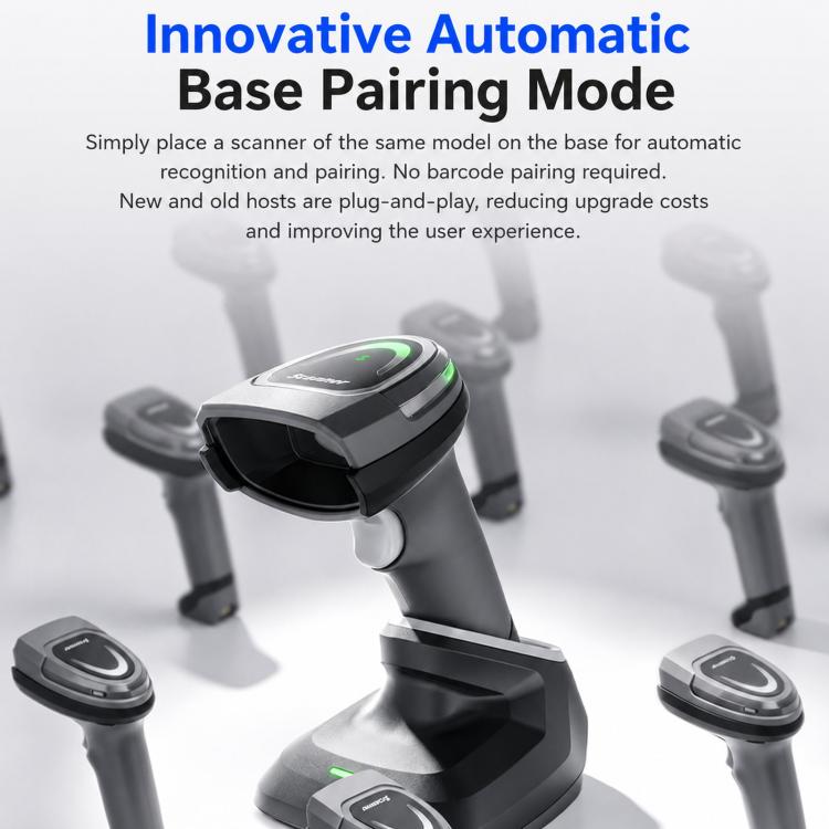 Yokoscan BWHS28 AiPro 2.4G Bluetooth Wireless 2D Barcode Scanner Scanning Gun For Supermarket Logistics & Warehouse, No Base, With Base
