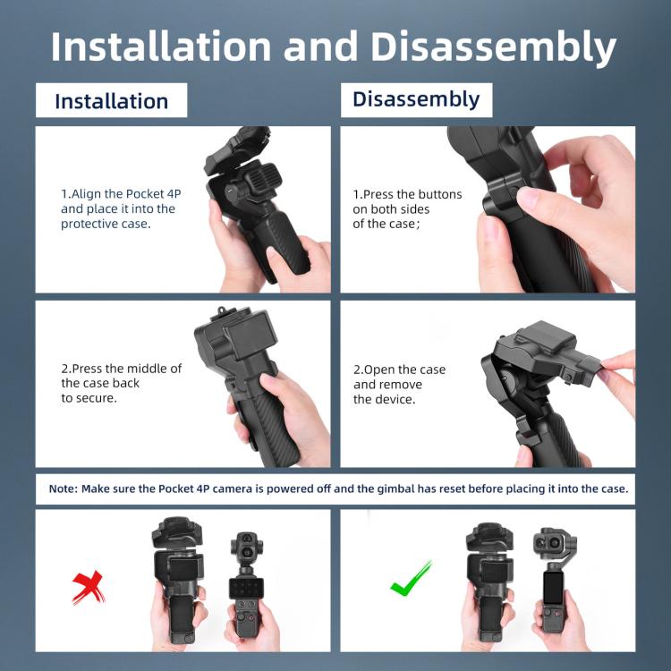 Custodia protettiva semi-chiusa antipolvere per obiettivo e schermo BRDRC del DJI Osmo Pocket 4P.