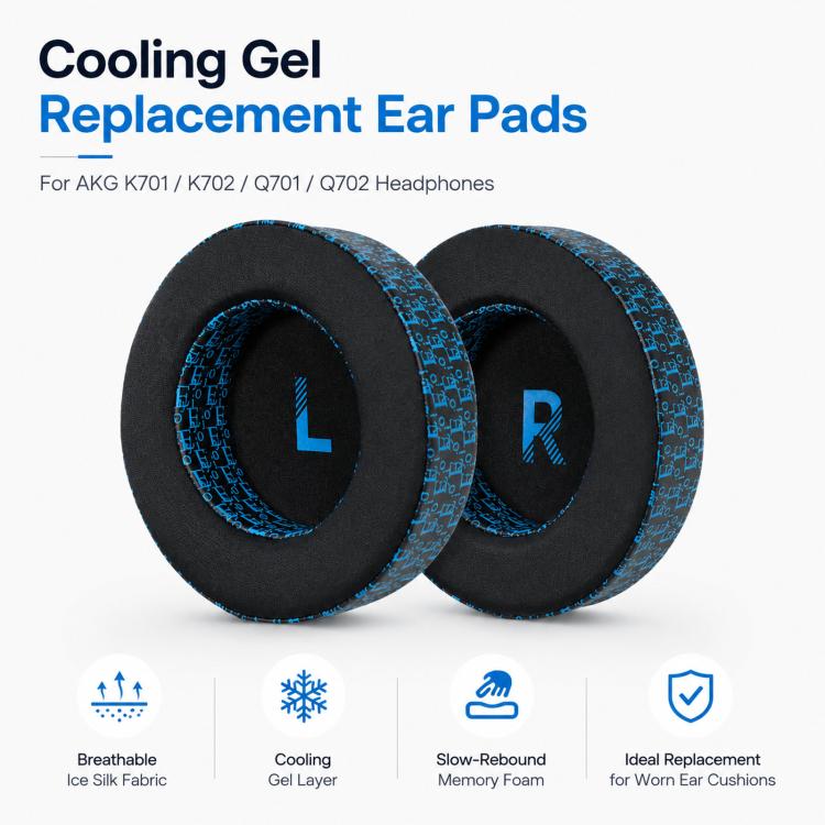 1 paio di cuscinetti auricolari di ricambio in gel rinfrescante per cuffie AKG K701/ K702 / Q701 / Q702
