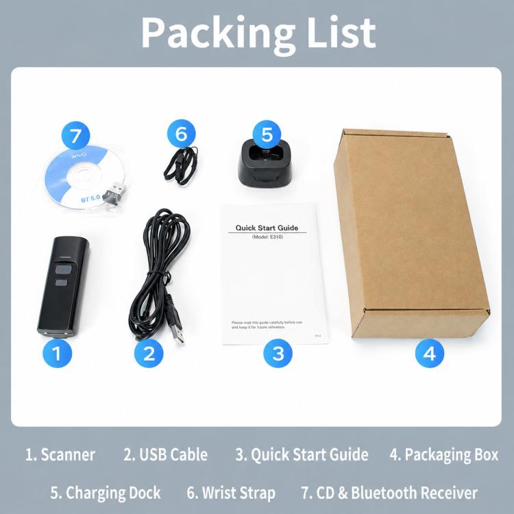 Scanner di codici a barre 2D portatile wireless Bluetooth 2.4G, pistola di scansione palmare per spedizioni e logistica., P2300L