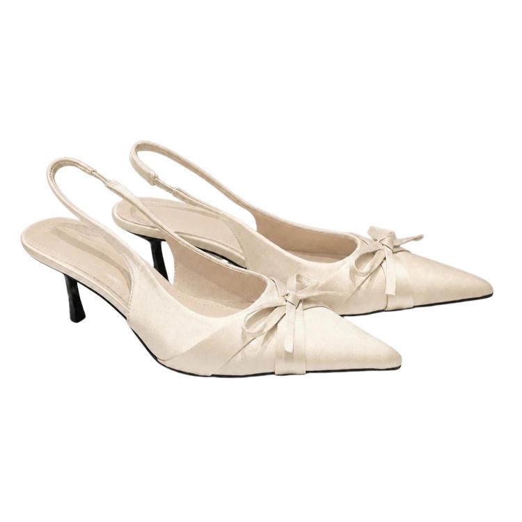 Sandali con tacco a spillo basso, senza tallone, a punta, altezza 5 cm, 34, 35, 36, 37, 38, 39, 40, 41, 42