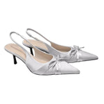 Sandali con tacco a spillo basso, senza tallone, a punta, altezza 5 cm, 34, 35, 36, 37, 38, 39, 40, 41, 42