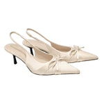 Sandali con tacco a spillo basso, senza tallone, a punta, altezza 5 cm, 34, 35, 36, 37, 38, 39, 40, 41, 42