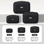 Set BUBM DRS da 3 pezzi: organizer elettronico, borsa da viaggio per cavi, custodia impermeabile per accessori.