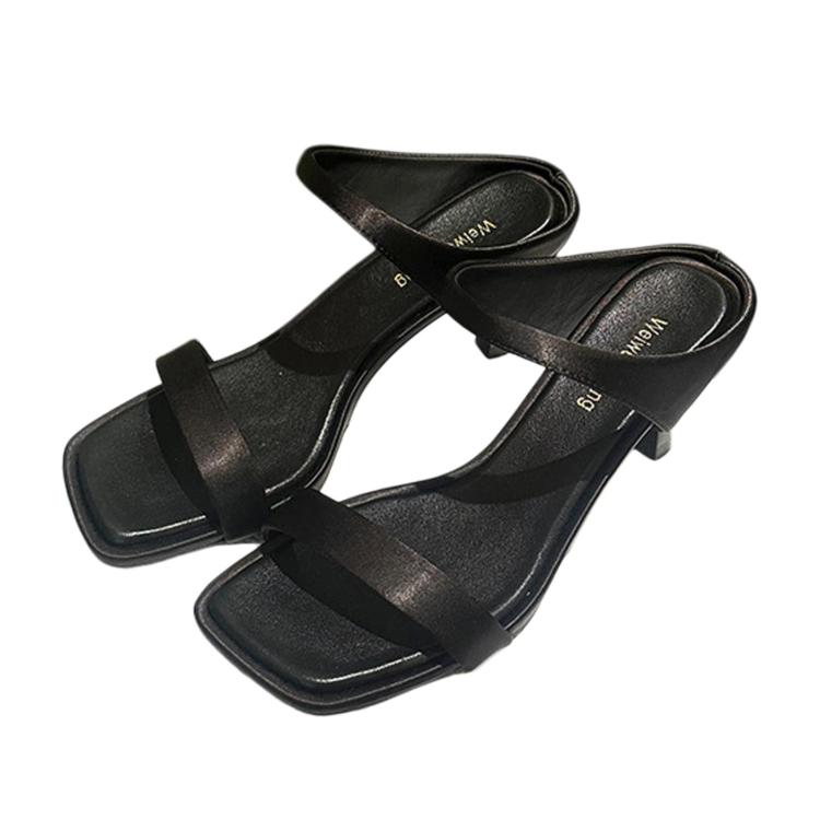 Eleganti sandali da donna con tacco alto e punta quadrata, ideali per attività all'aperto, con cinturino singolo., 34, 35, 36, 37, 38, 39, 40, 41