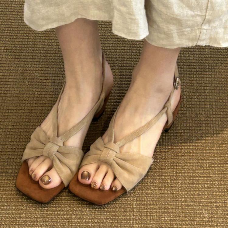 Sandali estivi vintage intrecciati con un cinturino e fibbia, senza tallone, con tacco medio e punta aperta, ideali per l'esterno., 34, 35, 36, 37, 38, 39, 40