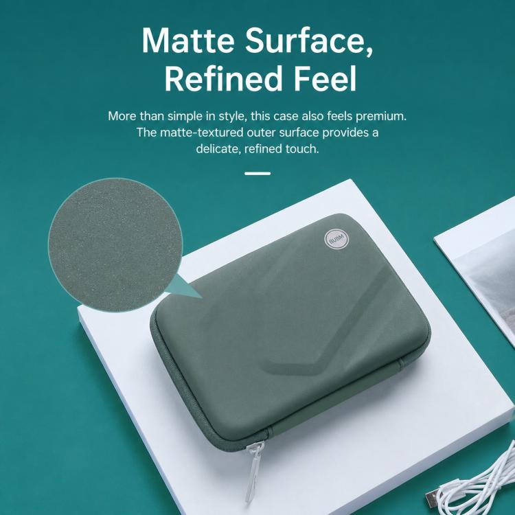 Custodia rigida in EVA BUBM per hard disk portatile, antiurto, con organizer per cavi e borsa per accessori elettronici.