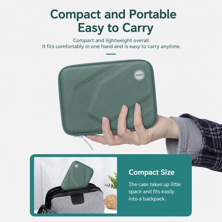 Custodia rigida in EVA BUBM per hard disk portatile, antiurto, con organizer per cavi e borsa per accessori elettronici.
