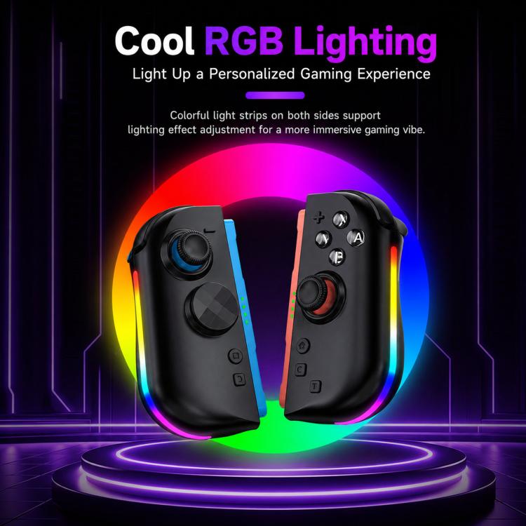 Per Nintendo Switch, 2 controller magnetici sinistro + destro, joystick a 9 assi RGB con sensore di movimento ed effetto Hall, Bluetooth 5.4, funzione di riattivazione e fuoco a raffica.