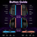 Per Nintendo Switch, 2 controller magnetici sinistro + destro, joystick a 9 assi RGB con sensore di movimento ed effetto Hall, Bluetooth 5.4, funzione di riattivazione e fuoco a raffica.