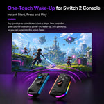 Per Nintendo Switch, 2 controller magnetici sinistro + destro, joystick a 9 assi RGB con sensore di movimento ed effetto Hall, Bluetooth 5.4, funzione di riattivazione e fuoco a raffica.