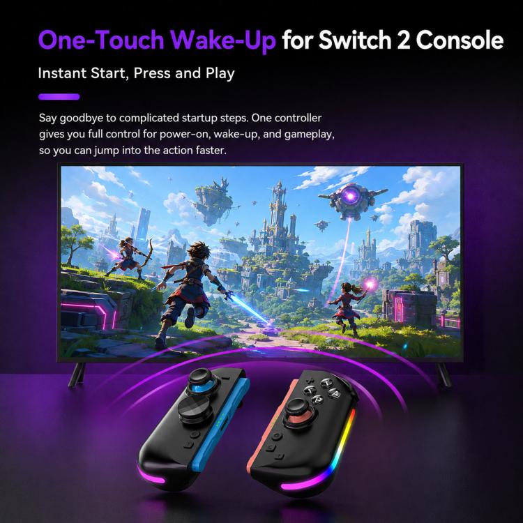 Per Nintendo Switch, 2 controller magnetici sinistro + destro, joystick a 9 assi RGB con sensore di movimento ed effetto Hall, Bluetooth 5.4, funzione di riattivazione e fuoco a raffica.