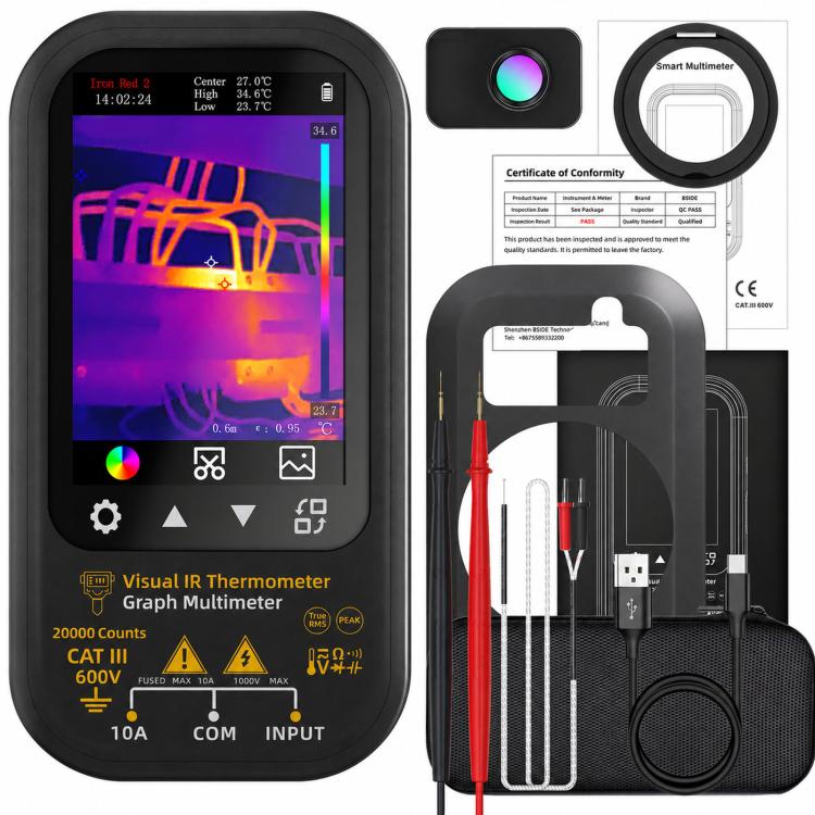 Multimetro a infrarossi ad alta precisione BSIDE SH6 con touchscreen, 2 in 1, misuratore di temperatura e tester elettrico., Standard, SH6