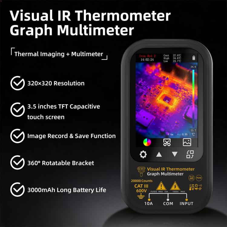Multimetro a infrarossi ad alta precisione BSIDE SH6 con touchscreen, 2 in 1, misuratore di temperatura e tester elettrico., Standard, SH6