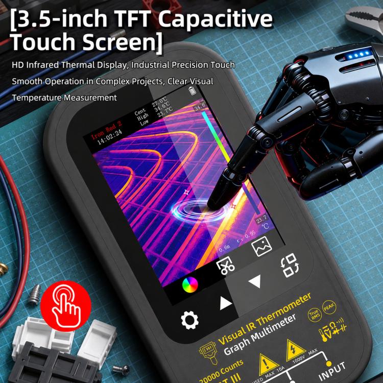 Multimetro a infrarossi ad alta precisione BSIDE SH6 con touchscreen, 2 in 1, misuratore di temperatura e tester elettrico., Standard, SH6