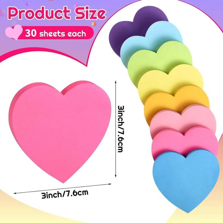 Blocchetti di post-it colorati e carini, a forma di personaggi, con adesivi vivaci., 8 PCS/Pack Heart, 6 PCS/Pack Heart, 8 PCS/Pack Star, 6 PCS/Pack Star, 8 PCS/Pack Speech Bubble, 6 PCS/Pack Speech Bubble, 6 PCS/Pack Round, 8 PCS/Pack Round           ...