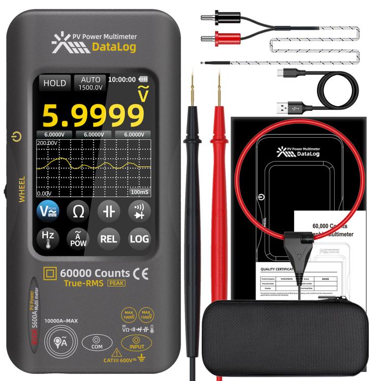 BSIDE S600A Multimetro grafico touchscreen da 60000 conteggi Tester fotovoltaico True-RMS con registratore di dati, Standard, Standard+TP02 Flexible Current Clamp