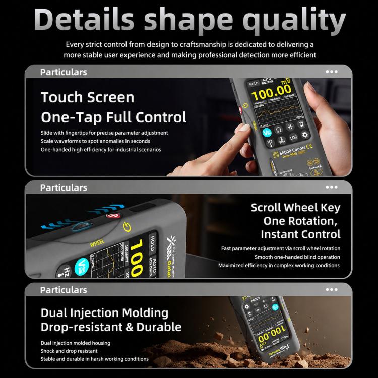 BSIDE S600A Multimetro grafico touchscreen da 60000 conteggi Tester fotovoltaico True-RMS con registratore di dati, Standard, Standard+TP02 Flexible Current Clamp