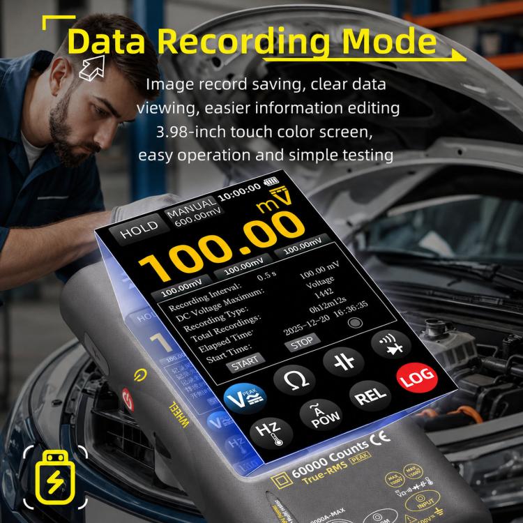 BSIDE S600A Multimetro grafico touchscreen da 60000 conteggi Tester fotovoltaico True-RMS con registratore di dati, Standard, Standard+TP02 Flexible Current Clamp