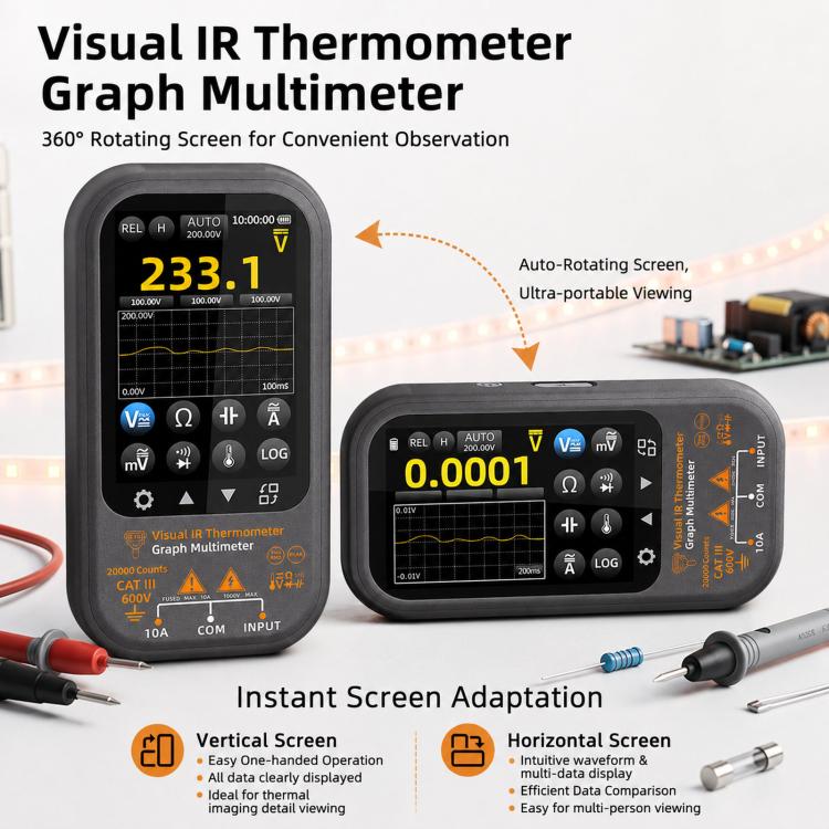 Multimetro a infrarossi HD touchscreen BSIDE SH8 2 in 1 con termocamera e display touchscreen., SH8