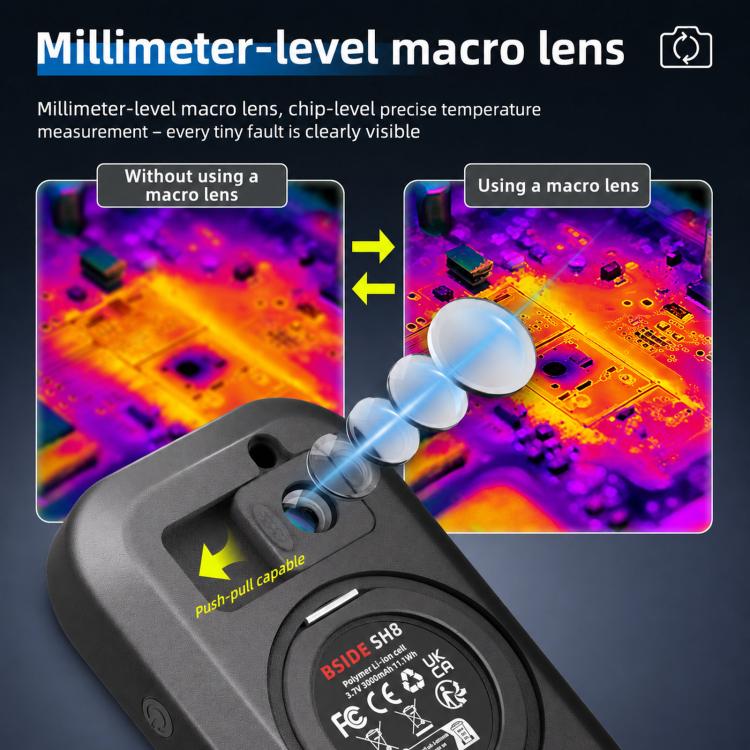 Multimetro a infrarossi HD touchscreen BSIDE SH8 2 in 1 con termocamera e display touchscreen., SH8