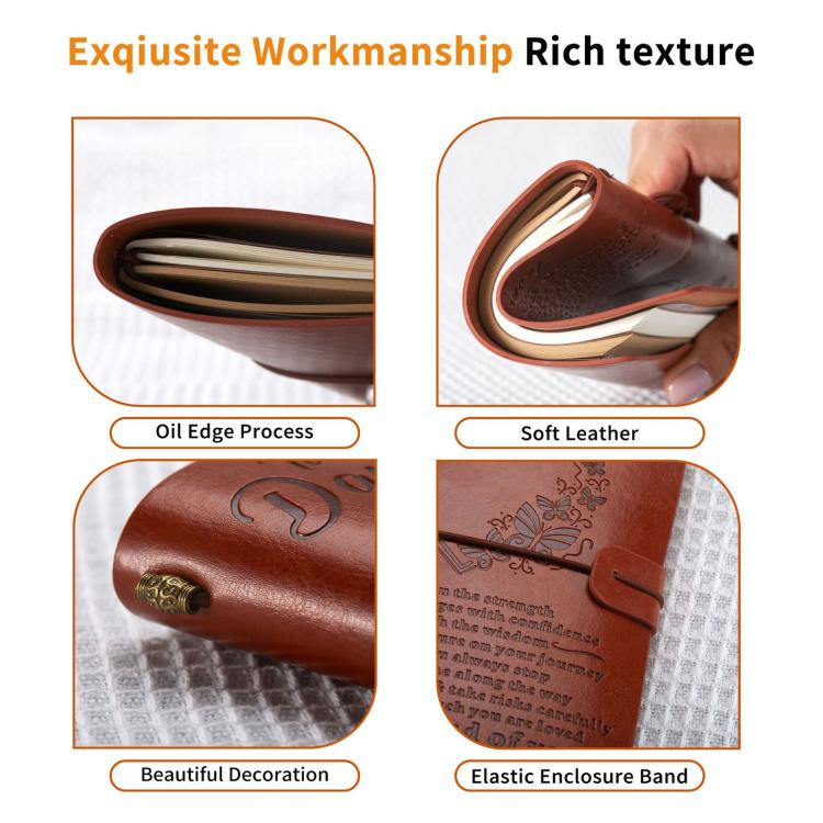 Taccuino da viaggio vintage in pelle formato A6 ricaricabile con citazione incisa, Brown - To My Mom (Engraved Text), Brown - To My Dad (Engraved Text), Brown - To My Husband, Brown - To My Friend, Brown - Employee Appreciation                         ...