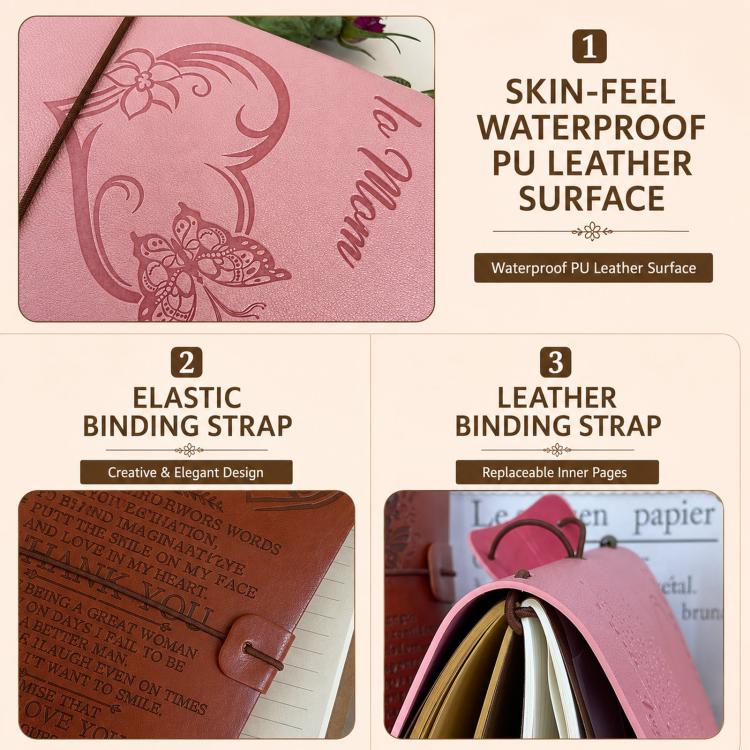 Taccuino da viaggio vintage in pelle formato A6 ricaricabile con citazione incisa, Brown - To My Mom (Engraved Text), Brown - To My Dad (Engraved Text), Brown - To My Husband, Brown - To My Friend, Brown - Employee Appreciation                         ...