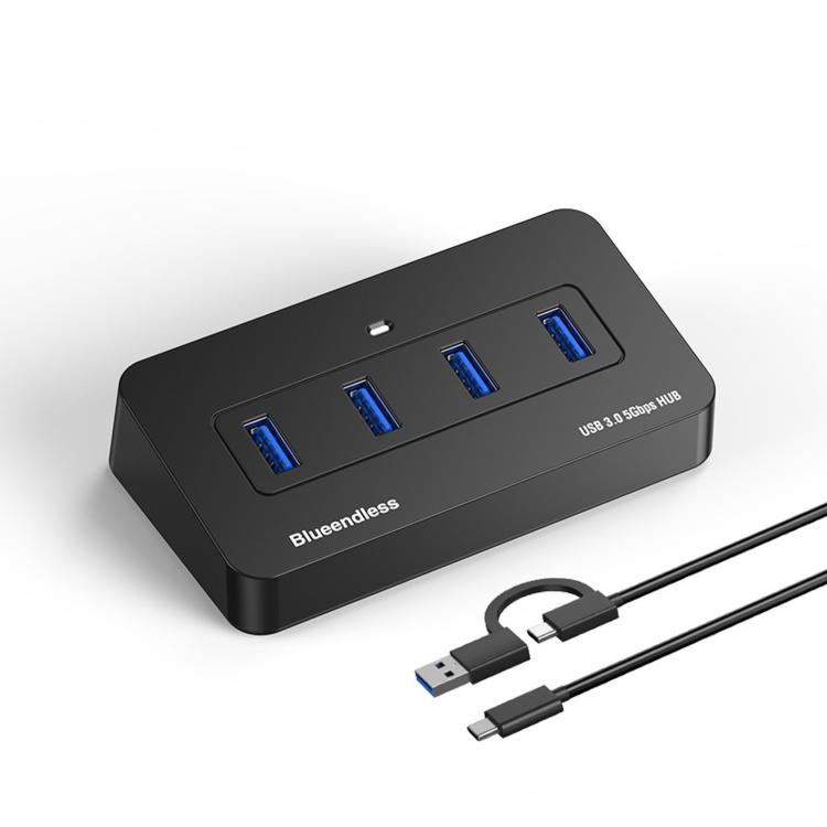 Hub USB 3.0 a 4 porte Blueendless, 2 USB-A & 2 USB-C 1m 2-in-1 Cable, 2 USB-A & 2 USB-C 0.3m USB Cable, With 1m 2-in-1 Cable, With 0.3m USB Cable