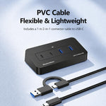 Hub USB 3.0 a 4 porte Blueendless, 2 USB-A & 2 USB-C 1m 2-in-1 Cable, 2 USB-A & 2 USB-C 0.3m USB Cable, With 1m 2-in-1 Cable, With 0.3m USB Cable