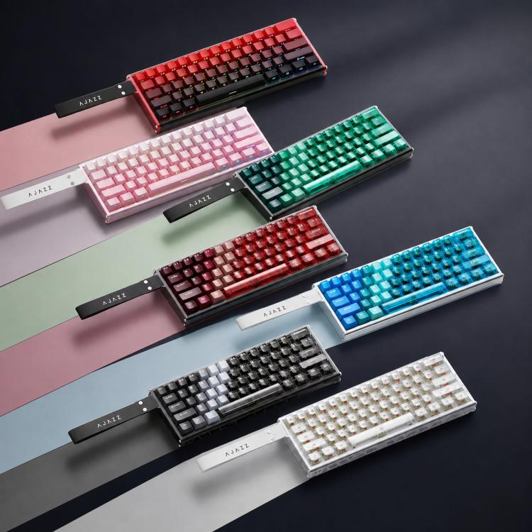 Tastiera da gioco cablata Ajazz ALUX60 con switch magnetici in alluminio CNC, frequenza di polling 8K, RT, switch RGB sostituibili a caldo da 0,01 mm., Gradient Pink, Gradient Red, Green Gradient Transparent, Red Gradient Transparent, Hollow Silver    ...