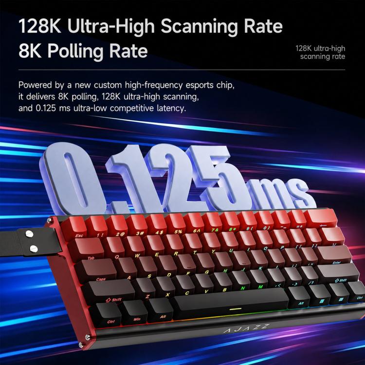 Tastiera da gioco cablata Ajazz ALUX60 con switch magnetici in alluminio CNC, frequenza di polling 8K, RT, switch RGB sostituibili a caldo da 0,01 mm., Gradient Pink, Gradient Red, Green Gradient Transparent, Red Gradient Transparent, Hollow Silver    ...