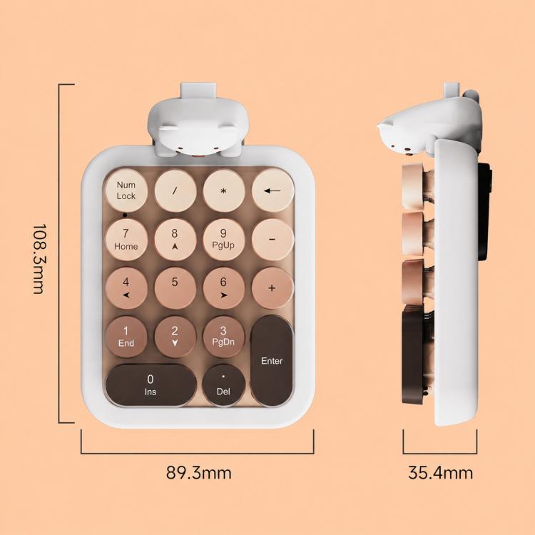 Tastiera numerica wireless Ajazz AF18 per laptop, 2.4G, 18 tasti, con simpatica copertura in silicone a forma di orsetto.