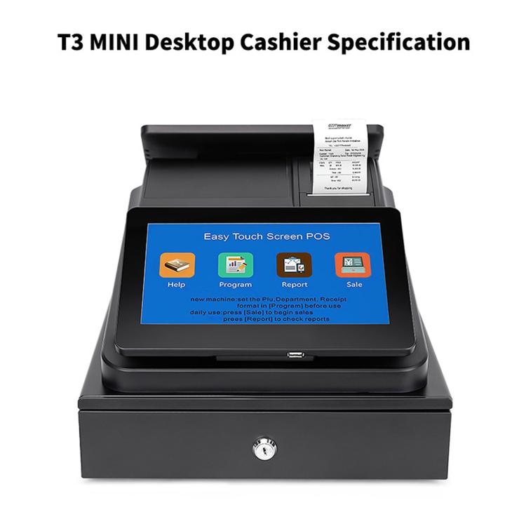 Registratore di cassa multifunzione Yokoscan T3 con doppio schermo touch e stampante integrata, ideale per ristoranti e supermercati., US Plug, UK Plug, EU Plug, AU Plug