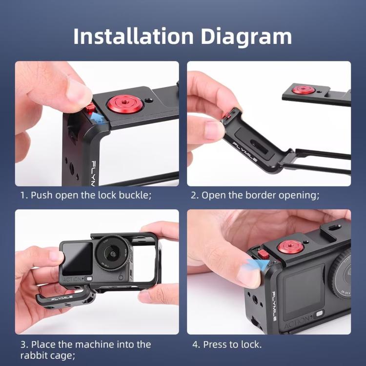 Telaio di estensione con custodia protettiva in metallo per fotocamera DJI Osmo Action 6 Flymile.