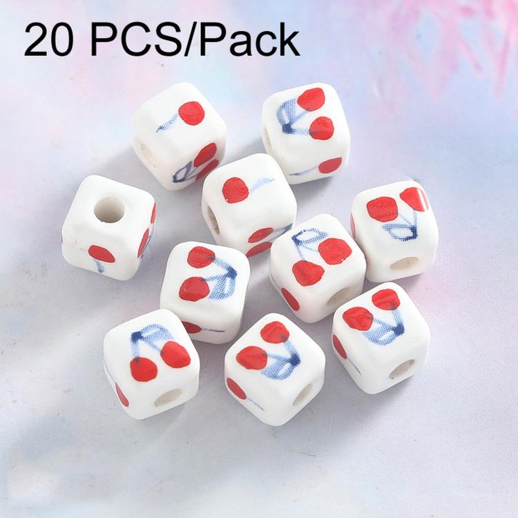20 pezzi/confezione Perline sfuse in ceramica a foro largo, colore ciliegia, per braccialetti fai da te, Small, Large
